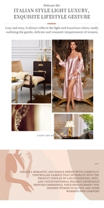 Détails de l'ensemble peignoir en satin rose avec nuisette et kimono à manches longues