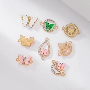 10pcs colorful acrylic butterfly charms with rhinestones and alloy loops for DIY jewelry