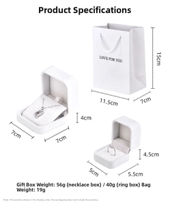 White jewelry gift set with shopping bag and box featuring Love For You text