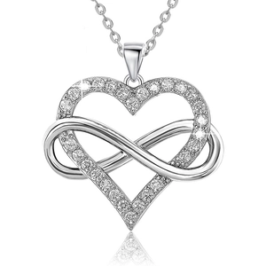 925 Sterling Silver Infinity Heart Pendant Necklace Zirconia Inlaid Romantic Fashion Accessories Jewelry Gift For Women