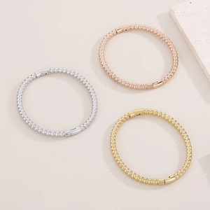 Sleek bamboo joint bead bracelets in gold, silver, and rose gold finishes