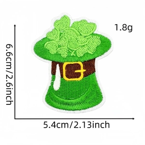 Detailed dimensions of St. Patrick's Day green hat embroidered iron-on patch