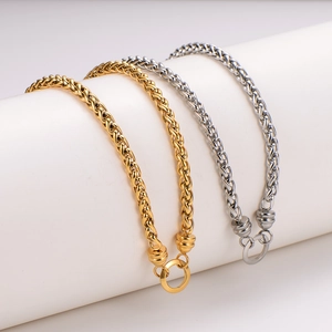 Fashion 304 Stainless Steel Wheat Chain Necklace For Men And Women 18K Gold Plated Hollow Round Circle Jewelry Gift