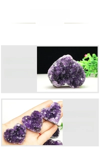 Macro detail of heart-shaped natural amethyst clusters showing deep purple crystals