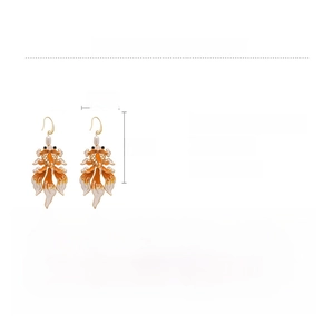 Detailed size and material diagram for koi fish drop earrings with imitation pearls