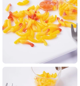 Macro shot of realistic miniature tempura shrimp resin food models for DIY crafts