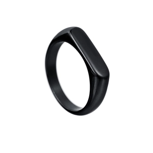 Bague en acier inoxydable noir poli de 4 mm avec surface plane vue de profil