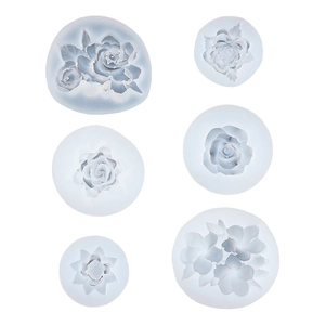 Set of 6 light blue silicone molds for rose and lotus flower candles or cake decor