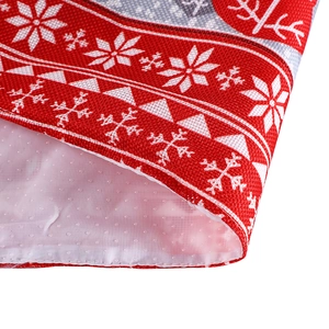 Christmas toilet cover with red snowflake fabric pattern and white non-slip backing