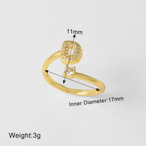 Detailweergave van de letter D-ring met zirkonia en afmetingen in 11mm hoogte