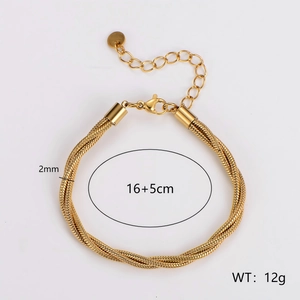 2mm gold braided snake chain bracelet with adjustable clasp 16 plus 5cm length