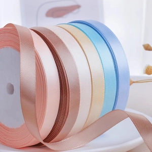 Multi-color 1cm satin polyester ribbons set for gift wrapping and DIY hair styling