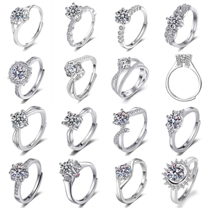 Collection of S925 sterling silver rings with round cubic zirconia in various designs
