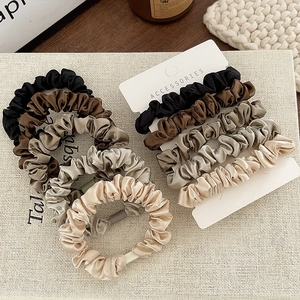 Satin Scrunchies Satin Like Pleated Fabric Hair Ties High Elasticity Solid Color Simple Elegant Fashion Hair Accessories
