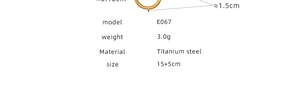 Technical size chart for titanium steel chain bracelet with dimensions and weight info