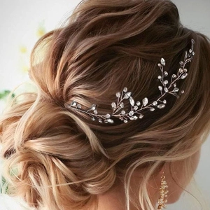 Handmade Crystal Rhinestone Wedding Hair Vine Flexible Alloy Wire Bridal Headband For Women Party Floral Headpiece