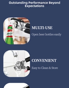 Macro detail of the stainless steel can opener showing bottle opening and easy rinsing