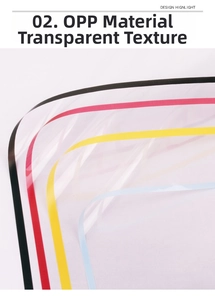Detail of waterproof OPP flower wrapping paper with colorful borders and clear texture