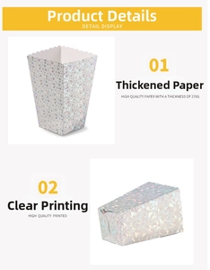 Detail of laser silver star and prism patterns on wavy edge 270g cardstock gift boxes