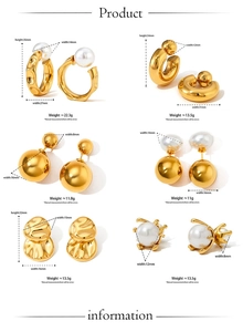 Detailed technical drawing of pearl earrings with specific size measurements and weights