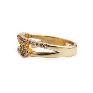 Minimalist adjustable gold ring with heart shape and sparkling zircon stone accents