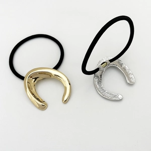 U-shaped metal buckle hair ties in gold and silver finish, high elasticity elastic set