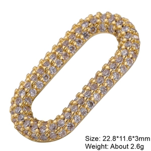 Macro detail of oval gold screw clasp with pave-set zircon for jewelry making