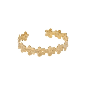 Eleganter vergoldeter 18K Edelstahl-Armreif mit kontinuierlichem floralem Musterdesign