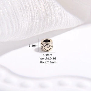 Perle tonneau en argent sterling S925 avec motifs de nuages pour bracelet DIY