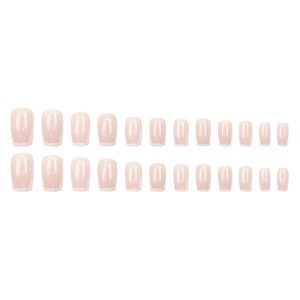 Kit de 24 faux ongles french manucure carrés courts en rose et blanc brillant