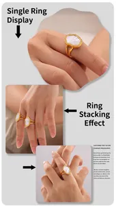 Detail of 18k gold plated irregular sea shell ring with double band open design