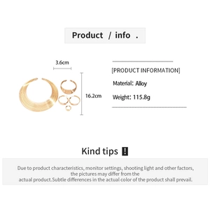 Detailed product specs of gold alloy multi-layer jewelry set with weight and size info