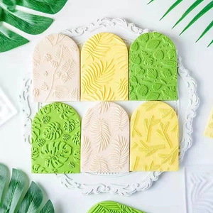 Leaf Pattern Cookie Molds Arch Shape Fondant Embossing Stamps Clay Texture Mat Baking Decoration Tool