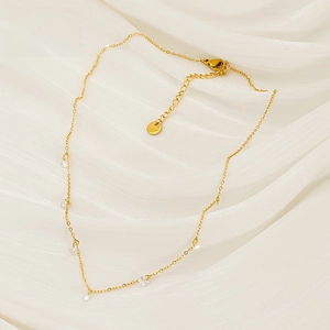 Mode Titanium Stalen Gouden Zirkoon Ketting Voor Dames Veelzijdige Zirkoon Sleutelbeenketting