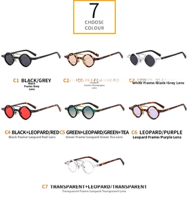 Multiple color variations of retro round frame punk sunglasses with double bridge design