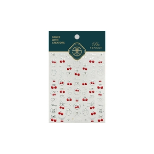 3D cherry and silver bow nail art stickers TL-401 for minimalist manicure designs