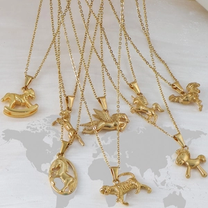 Animal Pendant Stainless Steel Horse Tiger Rooster Unicorn Pegasus Rocking Horse Jewelry Gift For Men Women