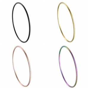 Minimalist 2mm stainless steel bangles set in black, gold, rose gold and rainbow colors