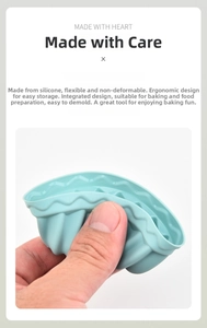 Detailed view of blue silicone muffin mold showing its flexible and non-stick material
