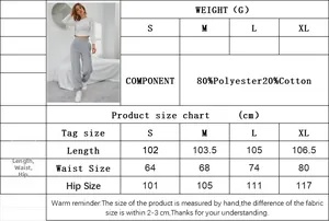 Tabella taglie per pantaloni casual con misure di lunghezza vita e fianchi in cm