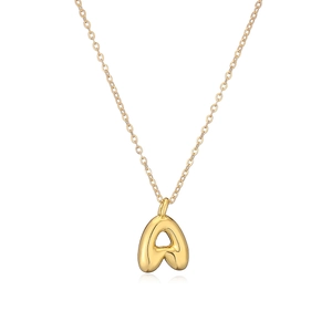 Collana con lettera A stile bubble placcata in oro 18k con ciondolo 3D moderno