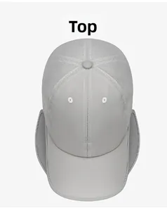 Top view of a light gray breathable baseball cap with laser-cut ventilation holes