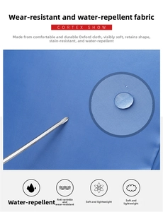 Close-up of blue nylon fabric showing water-resistant and scratch-proof texture