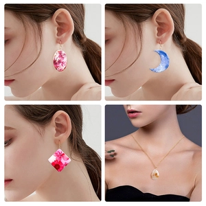 DIY crystal resin jewelry mold set featuring star, moon, and floral earring pendants