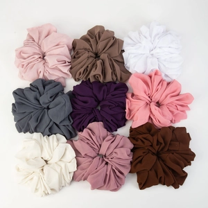 Set of 9 colorful high-elastic chiffon hair scrunchies in various solid colors and soft fabric