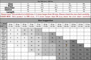 Size chart for men's casual denim shirt with European sizing measurements and weight guide
