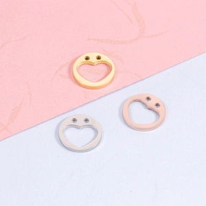 Mirror Polished Stainless Steel Round Hollow Heart Charms Connectors For DIY Necklace Bracelet Making Jewelry Crafting
