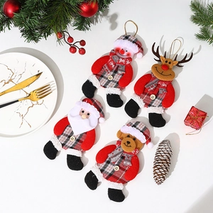 Christmas tree hanging plush decorations set with Santa, Snowman, Reindeer and Bear figures