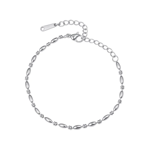 Bracelet pour femme en acier inoxydable poli avec maillons ovales et chaîne réglable