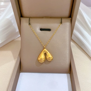 Minimalist Pendant Necklace Titanium Steel Gold Plated Smooth Heart Teardrop Shape Clavicle Chain For Women Fashion Jewelry